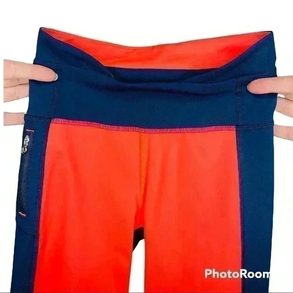 Lululemon Athletica Cropped Leggings, Orange and Navy Blue - Picture 6 of 10